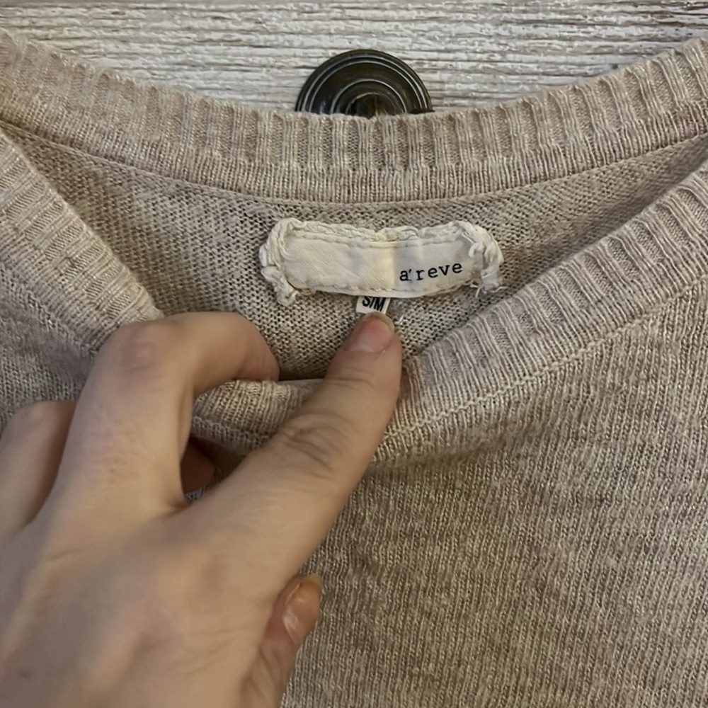 a’reve black tan and white color block long sleeve sweater - Picture 6 of 9